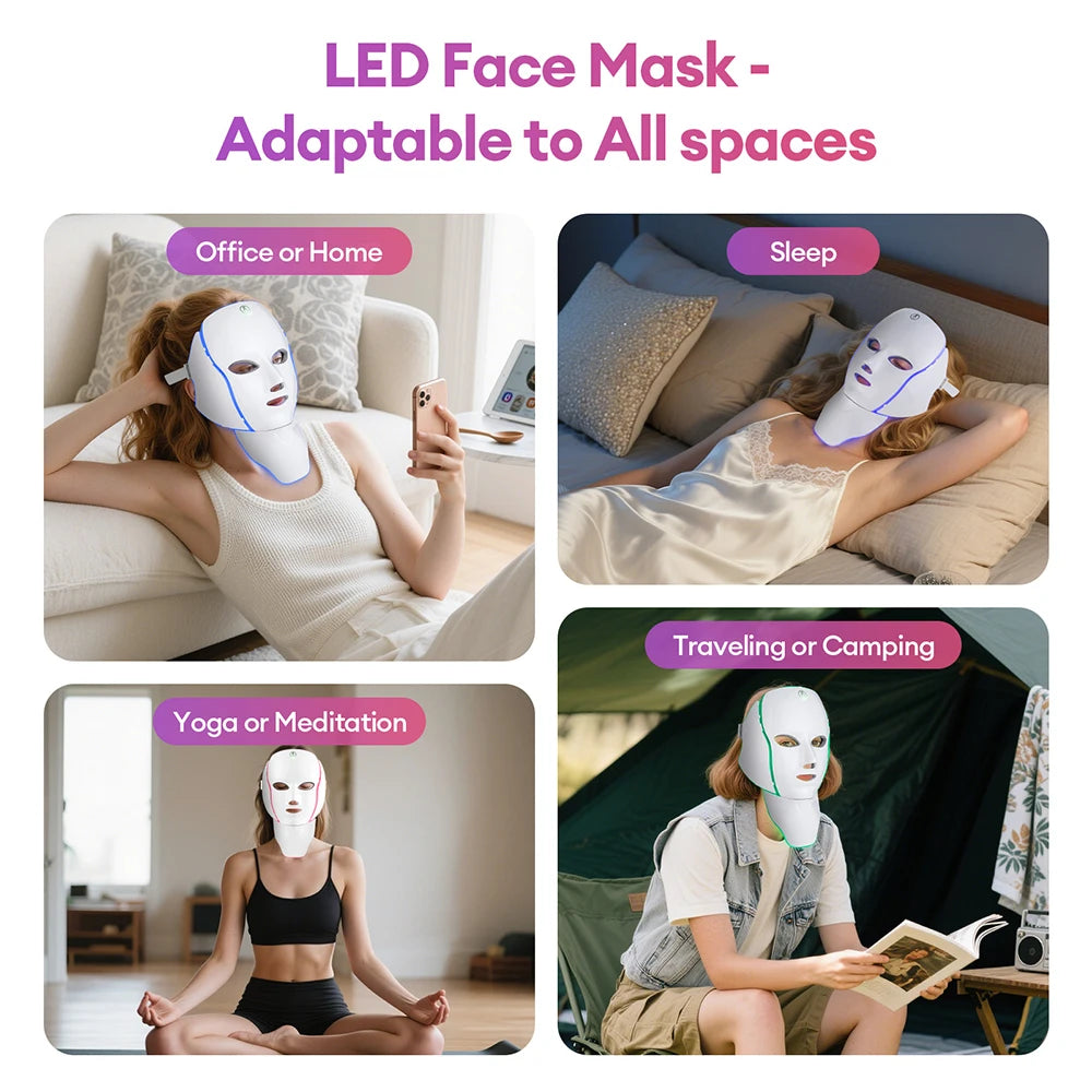 7-Color LED Face & Neck Mask – Fade Wrinkles, Tighten Skin & Restore Youthful Glow
