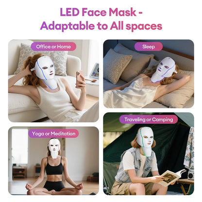 7-Color LED Face & Neck Mask – Fade Wrinkles, Tighten Skin & Restore Youthful Glow