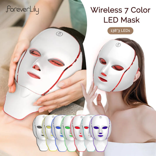 7-Color LED Face & Neck Mask – Fade Wrinkles, Tighten Skin & Restore Youthful Glow