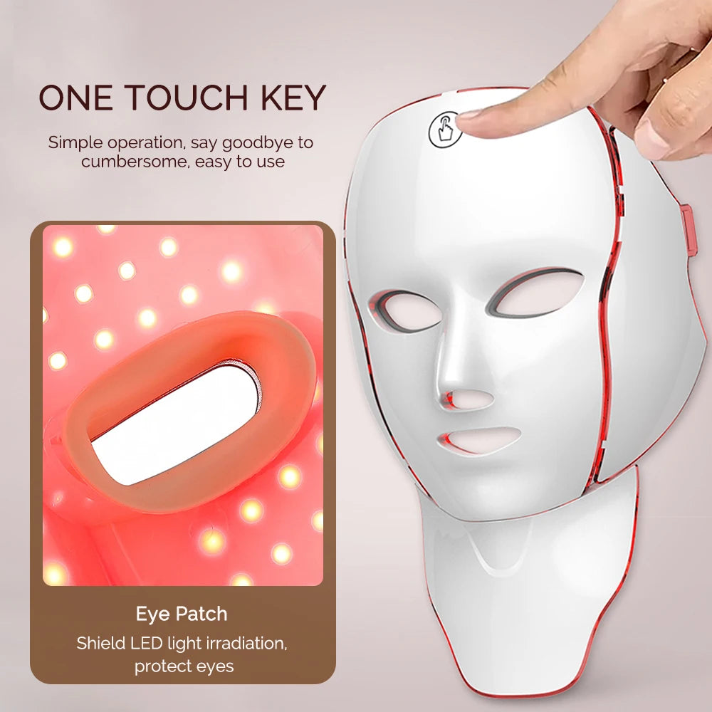 7-Color LED Face & Neck Mask – Fade Wrinkles, Tighten Skin & Restore Youthful Glow