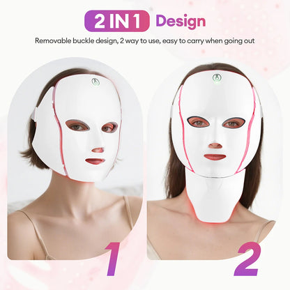 7-Color LED Face & Neck Mask – Fade Wrinkles, Tighten Skin & Restore Youthful Glow