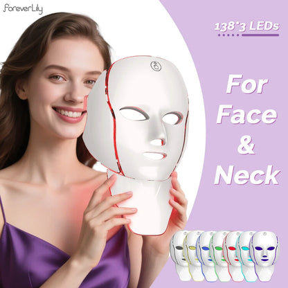 7-Color LED Face & Neck Mask – Fade Wrinkles, Tighten Skin & Restore Youthful Glow